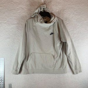 Nike Women's Funnelneck Activewear Cream Pull Over Hooded Sweatshirt Size L 8441